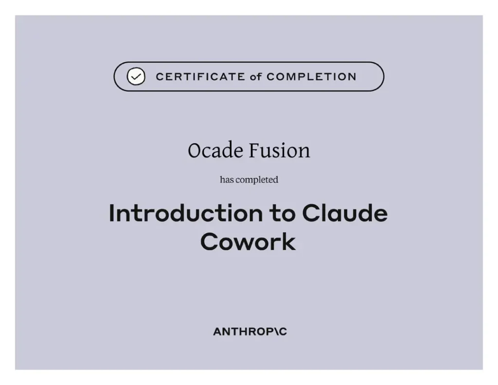 Certification Anthropic Introduction to Claude Cowork
