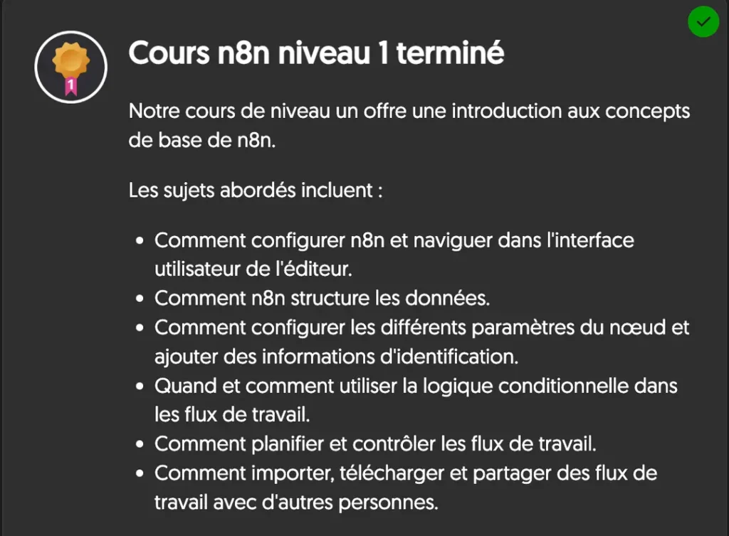 Certification n8n Cours niveau 1