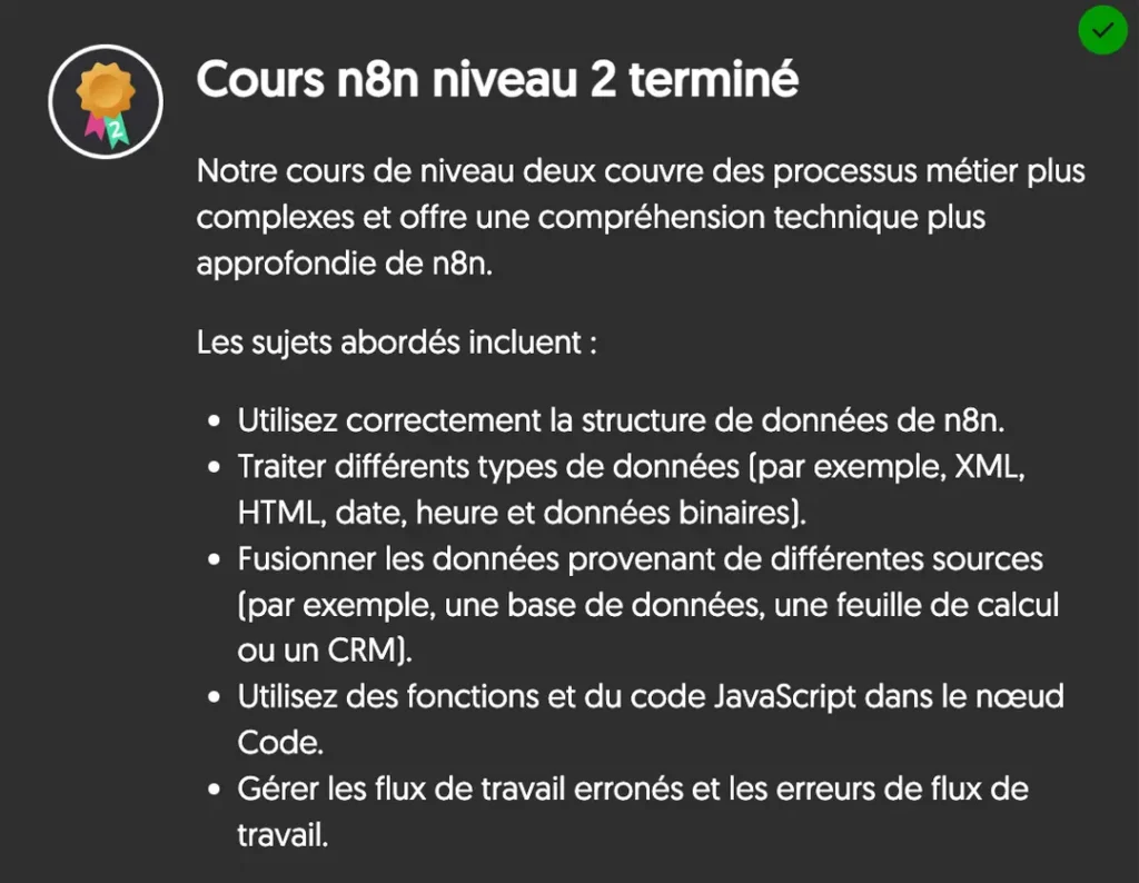 Certification n8n Cours niveau 2